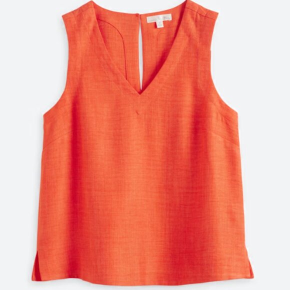 Nine Britton Sleeveless Split-Neck Top – Bright Coral – XXL - Picture 1 of 4